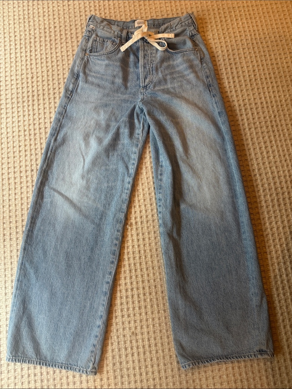 Citizens Of Humanity Faded Light Blue Wide-Leg Denim Jeans